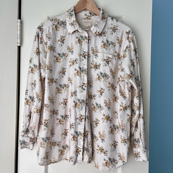 Sezane Tops - Sezane Cream Floral Button-Down Shirt